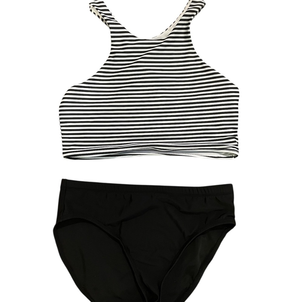 SHEIN Black and White Striped Bikini Set
Size small